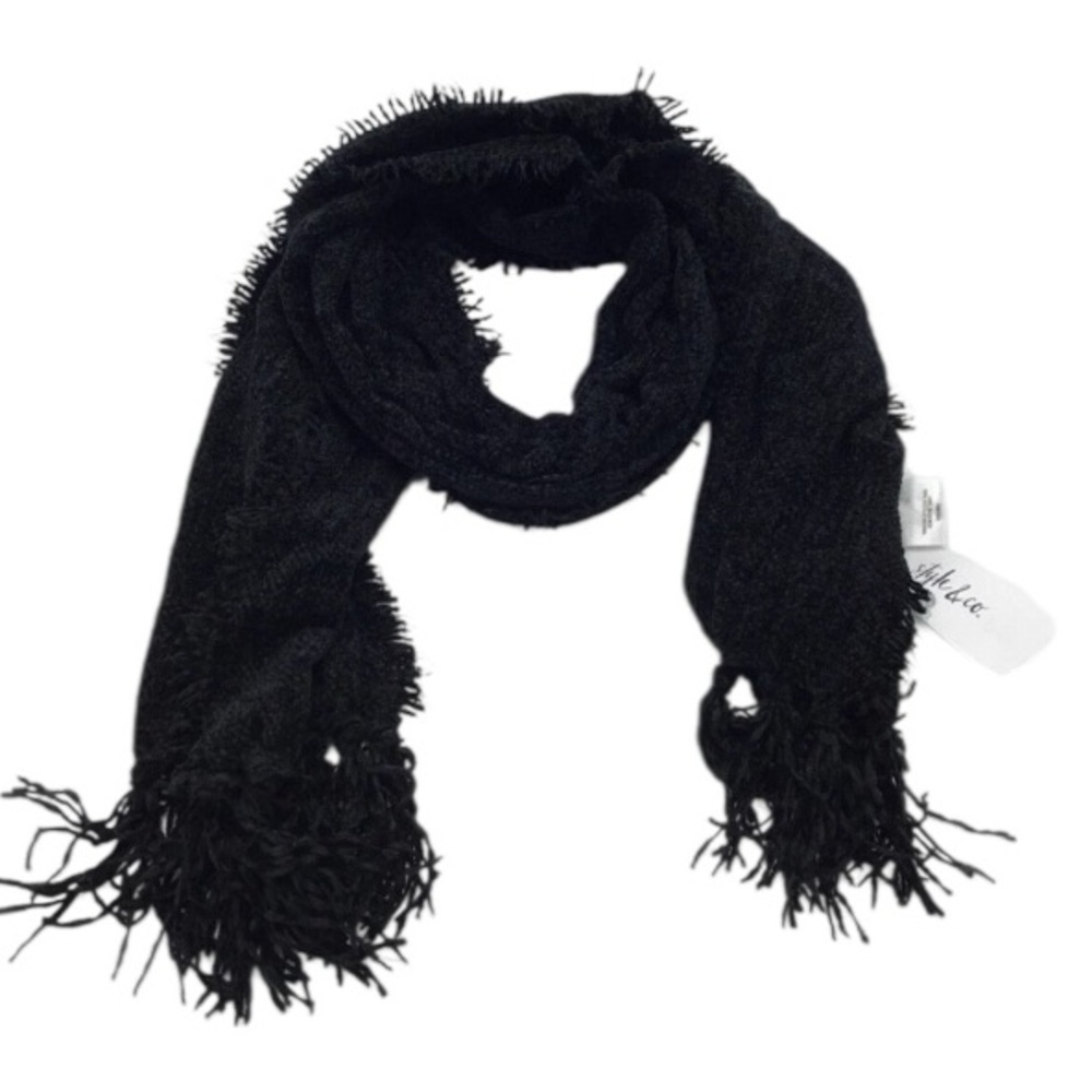 NWT Style & Co. Women’s Black Chenille Scarf with Fringe Gift Stocking Stuffer